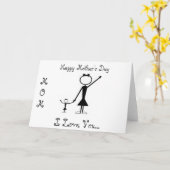 Stick Figure Moederdag Wenskaart Kaart (Gele Bloem)