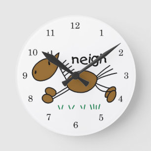 Stick Figure Paard T-shirts en Cadeaus Ronde Klok