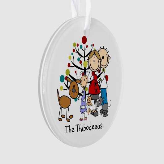 Stick Figure Papa, Maman, Fille, Animaux Acrylique (devant)