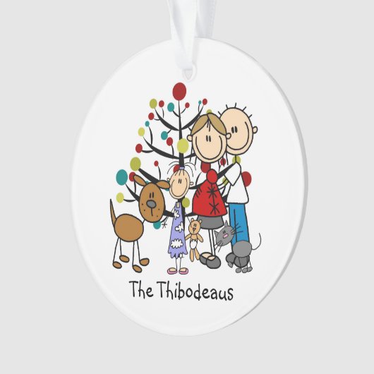 Stick Figure Papa, Maman, Fille, Animaux Acrylique (devant)