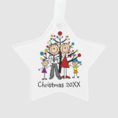 Stick Figure Papa, Maman, Fille, Ornement acryliqu (dos)