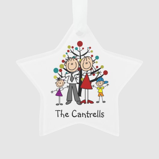 Stick Figure Papa, Maman, Fille, Ornement acryliqu (devant)