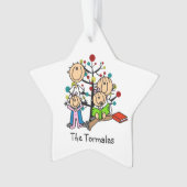 Stick Figure Parents, 2 Filles Ornement de vacance (devant)