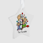 Stick Figure Parents, 2 Filles Ornement de vacance (devant)