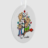 Stick Figure Parents, 2 Filles Ornement de vacance (devant)