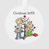 Stick Figure Parents, 2 Filles Ornement de vacance (dos)