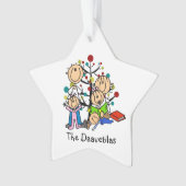 Stick Figure Parents, 3 Enfants Acrylique Ornement (devant)