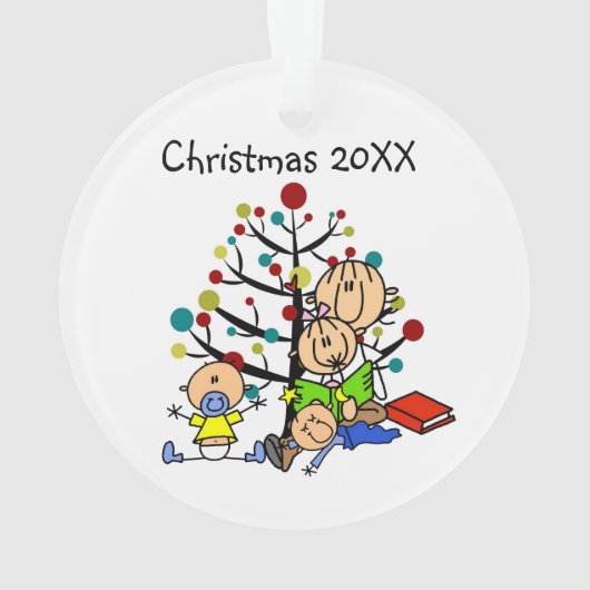 Stick Figure Parents, Enfants Acrylique Ornement (dos)