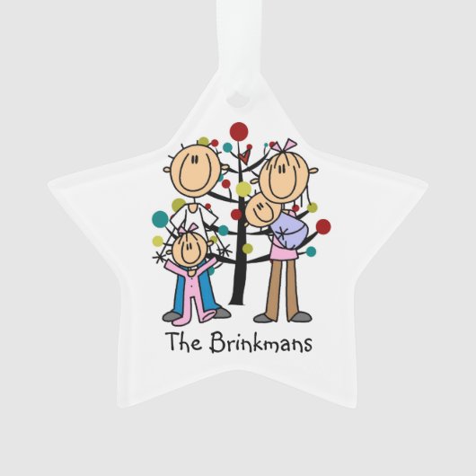 Stick Figure Parents, Fille, Bébé Garçon Ornament (devant)