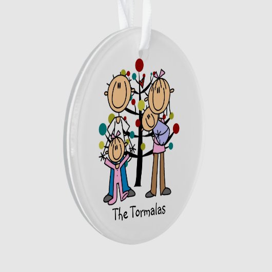 Stick Figure Parents, Fille, Bébé Garçon Ornament (devant)