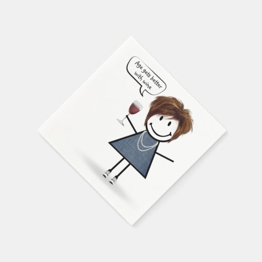 Stick Figure Party Girl with Red Wine Servet (Hoek)