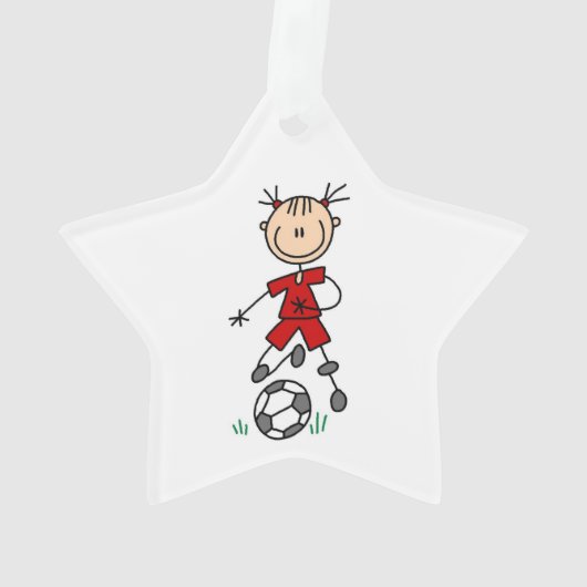 Stick Figure Soccer Rouge Uniforme Acrylique Ornem (dos)