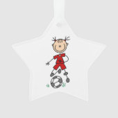 Stick Figure Soccer Rouge Uniforme Acrylique Ornem (devant)