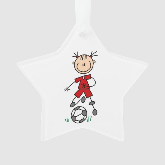 Stick Figure Soccer Rouge Uniforme Acrylique Ornem (devant)