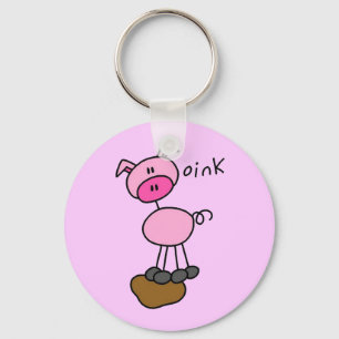 Stick Figure Varkens T-shirts en Cadeaus Sleutelhanger
