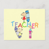 Stick Figures Crayons Teacher Tshirts en Gifts Briefkaart (Voorkant)