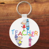Stick Figures Crayons Teacher Tshirts en Gifts Sleutelhanger (Voorkant)