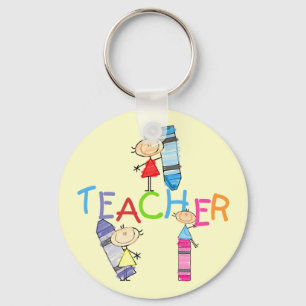 Stick Figures Crayons Teacher Tshirts en Gifts Sleutelhanger
