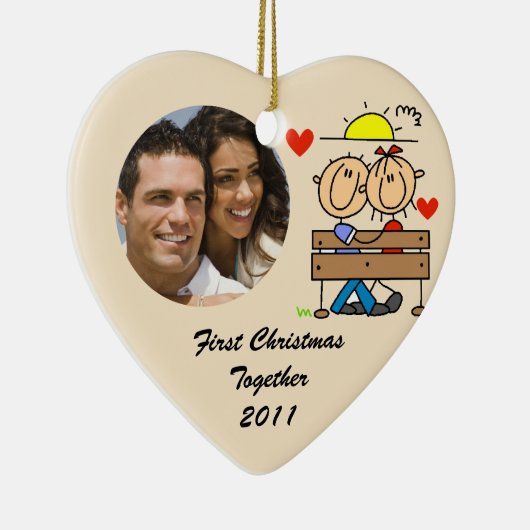 Stick Figures Eerste Kerstmis Samen Ornament (Rechts)