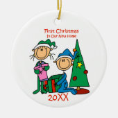 Stick Figures First Kerstmis New Home Ornament (Voorkant)