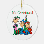 Stick Figures Het is kerstversiering Keramisch Ornament (Links)