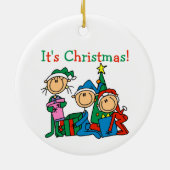 Stick Figures Het is kerstversiering Keramisch Ornament (Achterkant)