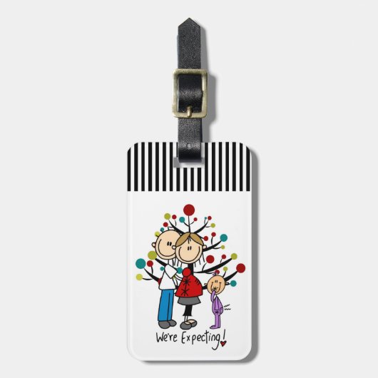 Stick Figures Protant Parents Girl Bagagelabel (Voorkant verticaal)