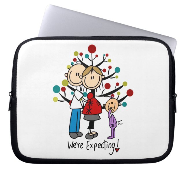 Stick Figures Protant Parents Girl Laptop Sleeve (Voorkant)