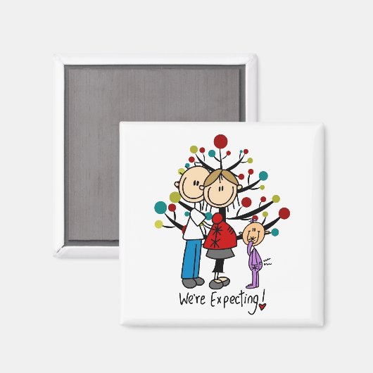 Stick Figures Protant Parents Girl Magneet (Voorkant / Achterkant)