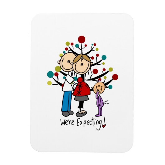 Stick Figures Protant Parents Girl Magneet (Verticaal)