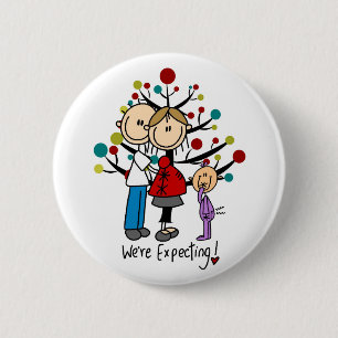 Stick Figures Protant Parents Girl Ronde Button 5,7 Cm