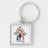 Stick Figures Protant Parents Girl Sleutelhanger (Voorkant)
