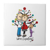 Stick Figures Protant Parents Girl Tegeltje (Voorkant)