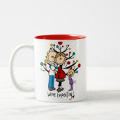 Stick Figures Protant Parents Girl Tweekleurige Koffiemok (Links)