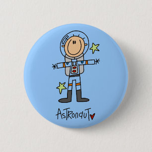 Stick Figuur Astronaut T-shirts en cadeautjes Ronde Button 5,7 Cm