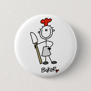 Stick Figuur Baker Ronde Button 5,7 Cm