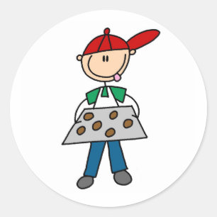 Stick figuur bakken koekjes ronde sticker