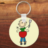 Stick Figuur Barbequing T-shirts en geschenken Sleutelhanger (Voorkant)