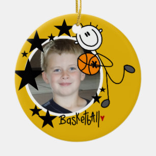 Stick Figuur Basketball Foto Ornament