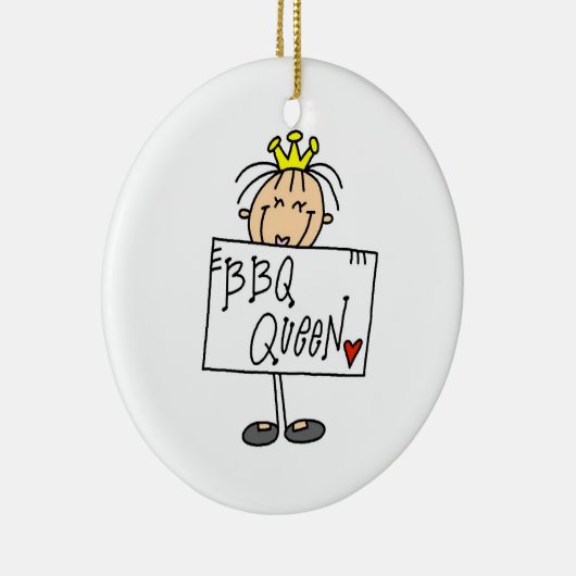 Stick Figuur BBQ Queen Keramisch Ornament (Rechts)