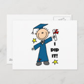 Stick Figuur Boy Afstuderen T-shirts en cadeautjes Aankondigingskaart (Voorkant / Achterkant)