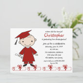 Stick Figuur Boy Afstuderen Uitnodiging (Staand voorkant)