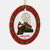 Stick Figuur Boy Baby's Eerste kerstversiering Keramisch Ornament (Rechts)