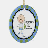 Stick Figuur Boy Baby's Eerste kerstversiering Keramisch Ornament (Rechts)