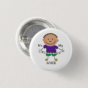 Stick Figuur Boy Het is mijn verjaardag Ronde Button 3,2 Cm