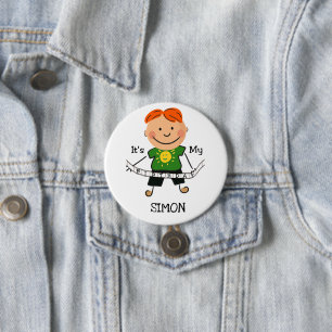 Stick Figuur Boy Het is mijn verjaardag Ronde Button 7,6 Cm