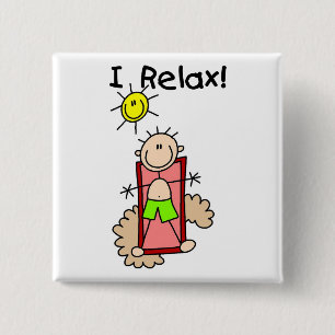 Stick Figuur Boy I Relax Vierkante Button 5,1 Cm