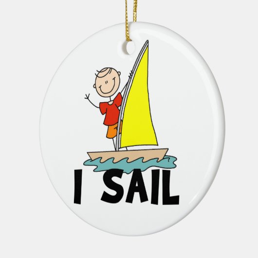 Stick Figuur Boy I Sail Keramisch Ornament (Links)