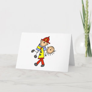 Stick figuur brandweerman het redden van levens Ka Kaart