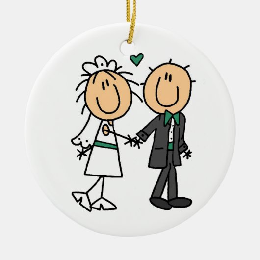 Stick Figuur Bride and Groom T-shirts en cadeautje Keramisch Ornament (Voorkant)